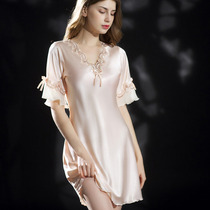 Sleeping Dress Girl Ice Silk Summer Thin sexy pure desire short sleeves Fashion relaxation Thin Big Code Spring Autumn Senior Sensation Pyjamas