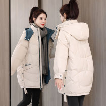 Winter embroidery down cotton jacket 2021 new female long cotton coat Korean version loose slim cotton jacket coat tide