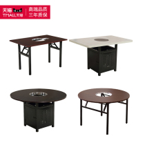 Commercial restaurant hotpot table marble dining table and chair combination Korean gas stove induction cooker integrated table