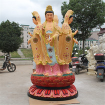  Factory direct sales temple large buddha statue resin 2 meters 5 ancient color four-sided Guanyin Bodhisattva station four-sided Guanyin Buddha statue
