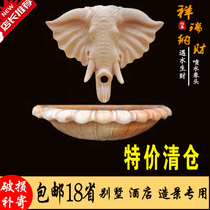 Stone carving water spray elephant head outdoor fountain fish pond flowing water courtyard landscaping wall marble carving faucet spitting pendant