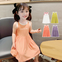 Girl Lian Dress Ice Silk Cotton Summer Dress 2021 New Summer Children Thyme Dress Baby Han Version Girl Vest Dress