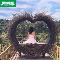 Bali landing birds nest outdoor swing Creative rattan hanging chair Round bed Water drop scenic area shaking sound bed and breakfast shaker