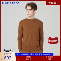 BLUE ERDOS mens wear 21 spring and summer new solid color wild worsted round neck cotton blend mens knitwear
