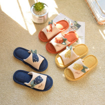 Fast deer new spring and autumn parent-child cotton and hemp slippers children breathable soft bottom home mute boy wooden floor cool summer
