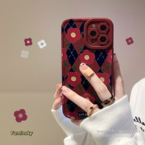2021 New Year Apple 12promax Phone Case Lingge Red Flower Advanced Sense iphone13promax Soft Silicone Set ip11 12pro x