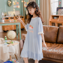 Girls  night dresses Summer childrens thin Princess home clothes Parent-child mother-daughter air conditioning clothes Girls big childrens short-sleeved pajamas