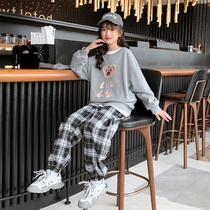 Girl Spring Clothing Suit 2022 New Ocean Qi Children Spring Net Red Trendy Great Boy Spring Autumn Sports Two Sets