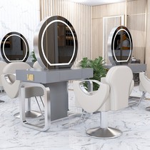 Barber shop simple perm dyeing hairdressing mirror table hair salon special hair cutting mirror stainless steel single double-sided four-sided tide shop mirror