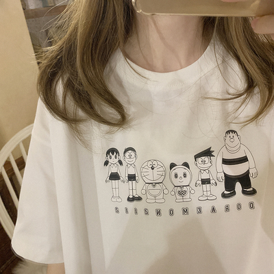 taobao agent Comics, black short sleeve T-shirt, Doraemon