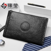 Mens Handbag Genuine Leather Luxury Brands Handbags Casual Hand Clip Bag Large Capacity Hand Grip Bag Soft Leather Letter Enveloping