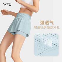 VFU anti-walking fake two-piece sports shorts women loose outside wear running yoga training gym summer new