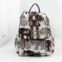 Tide brand 2021 New Wild Women leisure travel zipper schoolbag retro elephant pattern backpack animal backpack