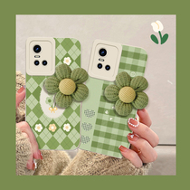 vivos10 mobile phone shell new s10 pro womens section s7 s6 full package anti-fall s9e female section liquid silicone green plaid solid flower advanced web red ins wind small crowdwave card
