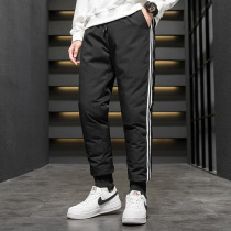 New down pants men wear winter outdoor thick white duck down warm youth overalls with velvet cotton pants tide