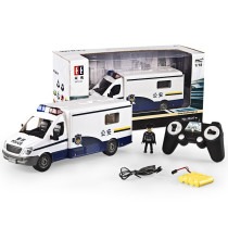 DOUBLE E DOUBLE Eagle remote control ambulance police car large simulation rescue vehicle model with sound and light rechargeable