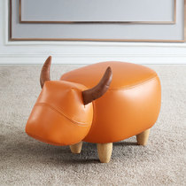 Cow shoe stool Household solid wood leather creative small stool Sofa stool Door shoe stool Animal foot stool Low stool
