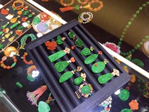 Natural Jade A Goods Full of Green Carved Dry Green Carved Pendant Bracelet Set 18k Gold Inlaid Safe Nothing Brand Necklace