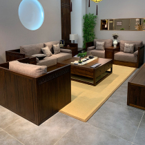 New Chinese Solid Wood Sofa Composition New Vintage Living-room Sofa Zen hotel Clubhouse Villa size family style furniture