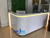  Company paint front desk Curved bar Beauty salon corner cashier Training desk customization