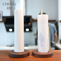 CHONG shopkeepers own kitchen vertical tissue rack black walnut wooden brass rod desktop storage Japanese style