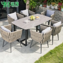Yuanmao Nordic leisure courtyard table and chair combination outdoor terrace garden table and chair open rattan rock board table and chair