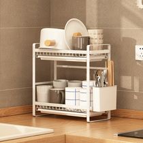 Water cup rack drying glass cup double-layer drain with tray household storage rack put tea cup kettle shelf