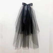 New retro black bow veil double super fairy Net red photo Halloween COS photo studio headgear