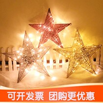 Iron Art Christmas Shop Window Decorations Arrangement Hanging Accessories Wedding Celebration Hollowed-out Stars Pentagram Mall Opened