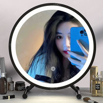 Cosmetic mirror desktop LED home bedroom inner net red in dresser round mirror beauty mirror