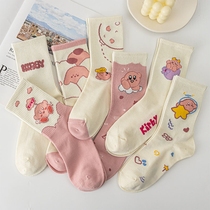Socks female Korean version of socks ins tide autumn and winter wild cute Japanese long socks pink girl style