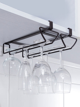 Three rows of red wine cup holder upside down household goblet hanging rack grape wine glass upside down bar wine rack hanging free hole