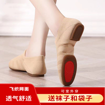 Childrens flying mesh shoes professional competition training shoes meat color soft bottom jazz dance shoes adult square dance breathable shoes