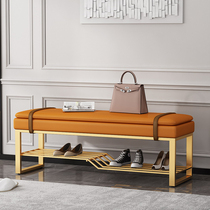 Light luxury shoe bench home door entrance entrance Nordic bed tail stool modern simple iron strip shoe chair