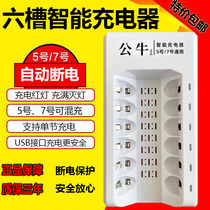 6-slot smart charger for No. 5 and No. 7 rechargeable battery KTV wireless microphone toy camera battery charger