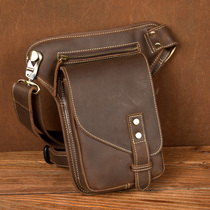 Slow time leisure leather shoulder bag mens bag retro handmade Crazy Horse leather leg bag womens head layer cowhide small satchel bag