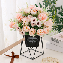 Eu Style Iron Art Fake Flowers Simulation Flowers Swing room Interior Decorative Plastic Floral Sunflower Silk Flower Table Pendulum Flowers