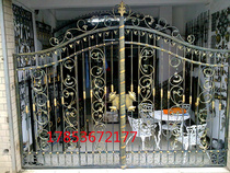 Custom wrought iron gate cast iron courtyard door entry door square steel gate European-American forged wrought iron gate