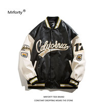 Mr forty Spring and Autumn PU Leather Baseball Jersey Men Loose American Fashion Brand Loose Bomber Jacket Couple Jacket