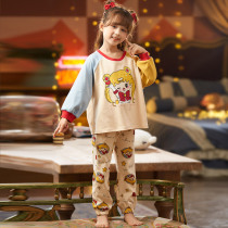 Girls  pajamas Cotton spring and autumn long-sleeved childrens air conditioning clothes Middle and large virgin girl 13-year-old home clothes Autumn and winter suit
