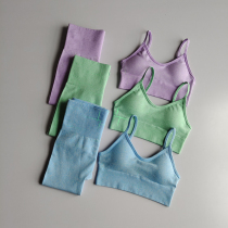 European and American Net red seamless sports elastic two-piece set of fast-dry night sweating running training yoga fitness set women