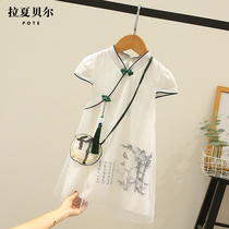 La Chapel Childrens Clothing Girls Hanfu Summer Chinese Style Dress Summer Childrens Improved Cheongsam Princess Dress