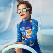 21 summer new product Love children 2-year-old boy Barking team boy long-sleeved one-piece swimsuit physical sunscreen thin and breathable