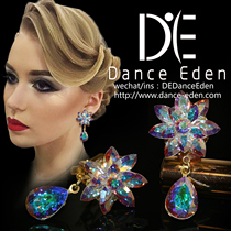 Dance Eden Piao Diamond AB color accessories professional national standard Latin modern stage earrings ear clip ear pin