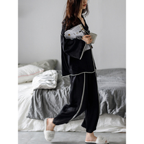 Cold wind series~Home Daily temperament pajamas Womens spring and Autumn luxury fashion ice silk thin home clothes