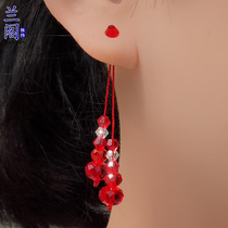 Two-price multi-use can be fixed hypoallergenic crystal ear wire red crystal sleep can wear ear cord rope