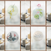 Household bathroom window frosted shading glass sticker Chinese bathroom sliding door anti-peep translucent opaque film