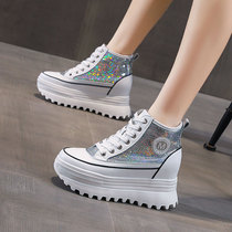  Hong Kong trendy brand white shoes 2021 new womens shoes autumn inner increase thick-soled leather all-match soft-soled high-top shoes