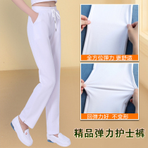 Nurse pants white work wear female doctor spring and summer thin elastic waist lace-up elastic soft and comfortable cotton