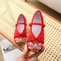Hanfu girls shoes Summer old Beijing Children cloth shoes Embroidered shoes Children costume shoes Baby handmade performance shoes